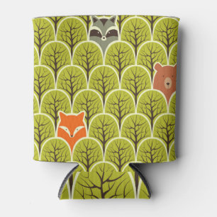 Forest Animals Vintage Pattern Can Cooler