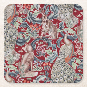 Forest Animals, William Morris Square Paper Coaster