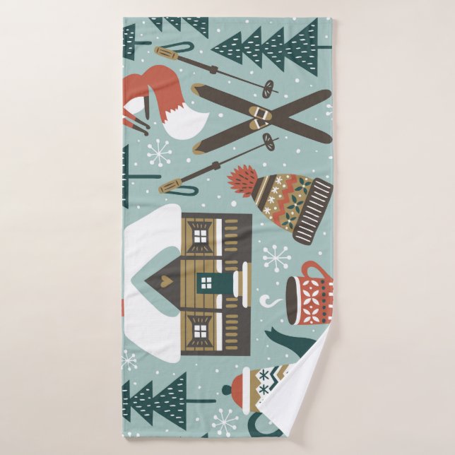 Forest Animals: Winter Vintage Seamless. Bath Towel (Bath Towel)