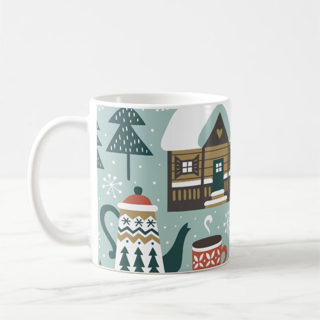 Forest Animals: Winter Vintage Seamless. Coffee Mug (Left)