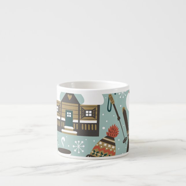 Forest Animals: Winter Vintage Seamless. Espresso Cup (Front)