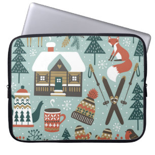 Forest Animals: Winter Vintage Seamless. Laptop Sleeve