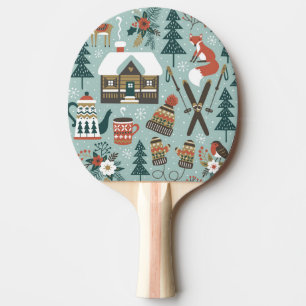 Forest Animals: Winter Vintage Seamless. Ping Pong Paddle