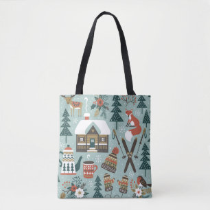 Forest Animals: Winter Vintage Seamless. Tote Bag