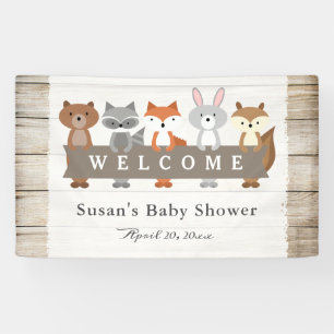 Forest Animals with Banner, Baby Shower Welcome Banner