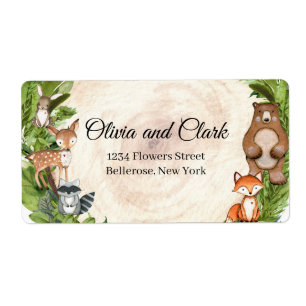 Forest animals wood log slice greenery baby