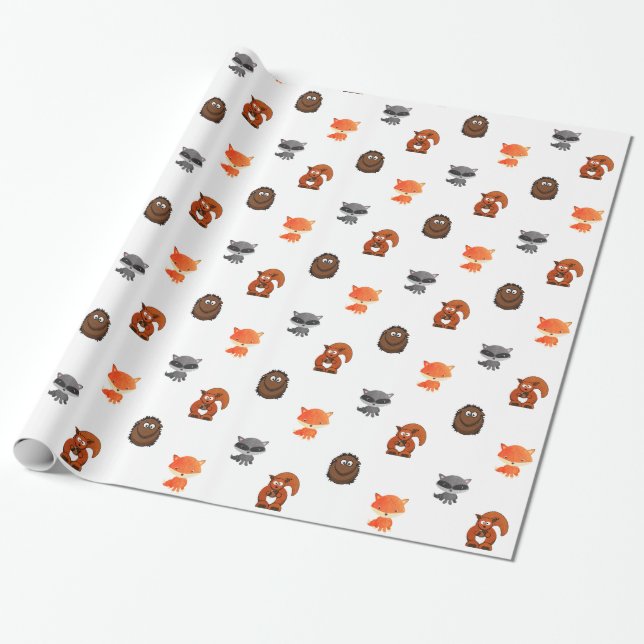 Forest Animals Woodland Creatures Gift Wrap (Unrolled)