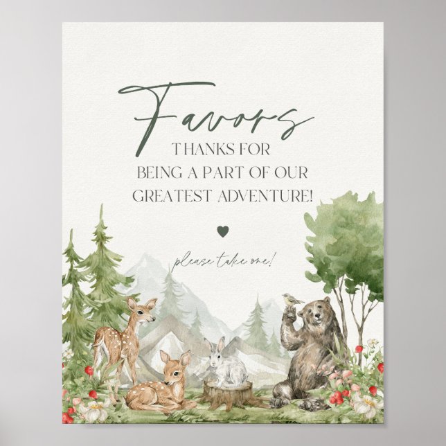 Forest Animals woodland favours party sign (Front)