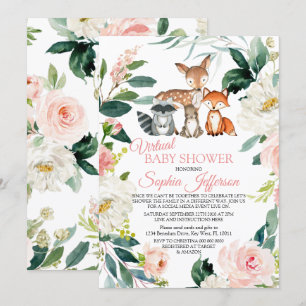 Forest Animals Woodland Virtual Baby Shower Invitation