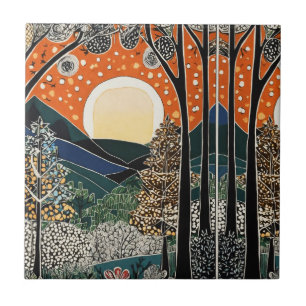 Forest Art Nouveau Tile” Tile