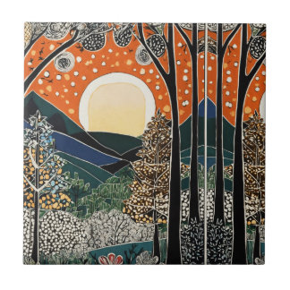 Forest Art Nouveau Tile” Tile