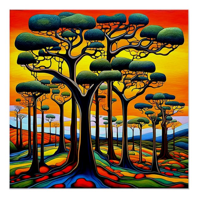 Forest at sunset poster (Front)