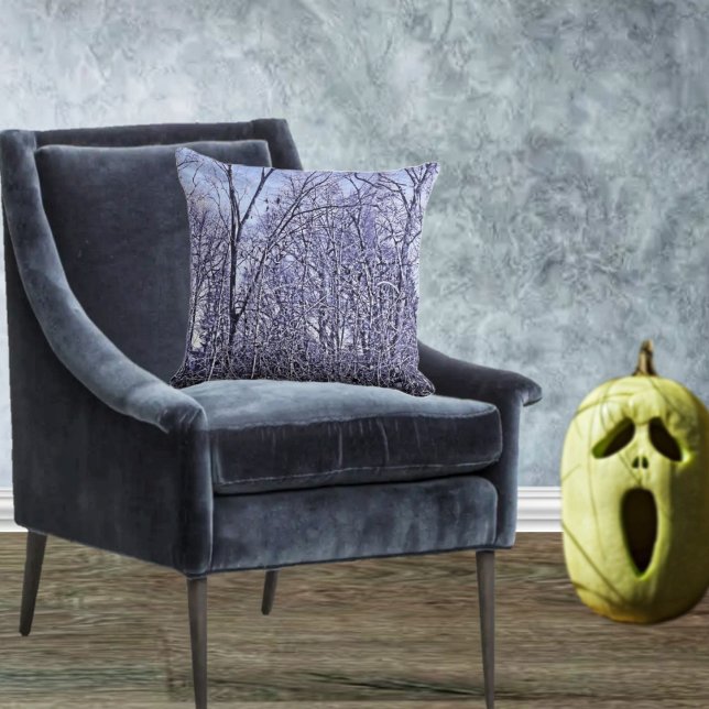 Forest At Twilight Cushion (Present a haunting, Forest theme to your Halloween decor!)