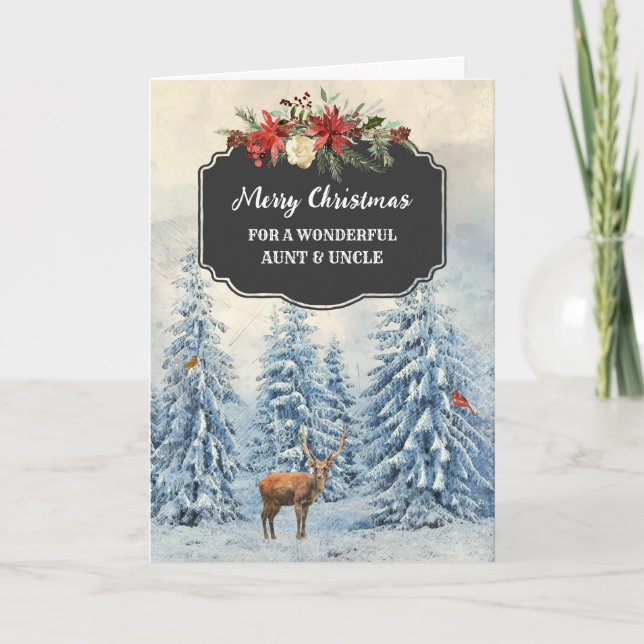 Forest Aunt and Uncle Merry Christmas Card (Front)
