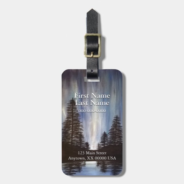 Forest Aurora Customisable Luggage Tag (Front Vertical)