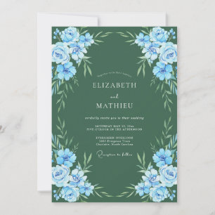 Forest Azure Leafy Wedding Invitation