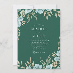 Forest Azure Painted Wedding Invitation
