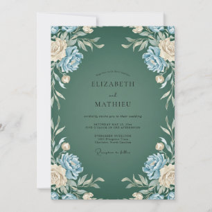 Forest Azure Petal Wedding Invitation