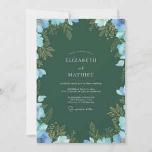 Forest Azure Wildflower Wedding Invitation