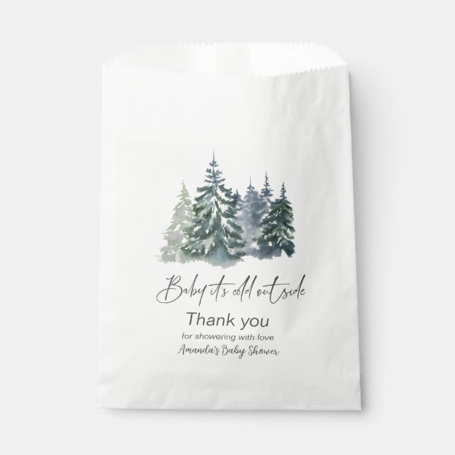Forest Baby It’s Cold Outside Winter Baby Shower Favour Bags (Front)