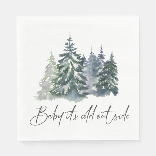 Forest Baby It’s Cold Outside Winter Baby Shower Napkin (Front)