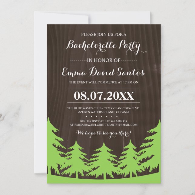 Forest Bachelorette Party Invites (Front)