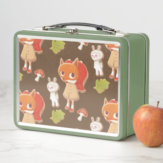 Forest Bakery: Fox Girl & Animal Cookies Pattern Metal Lunch Box (In Situ)
