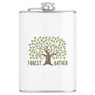 Forest Bather Birds Hip Flask