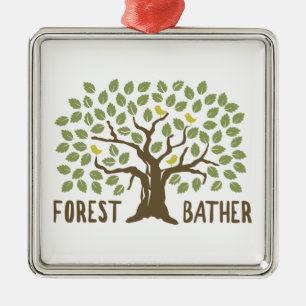 Forest Bather Birds Metal Tree Decoration