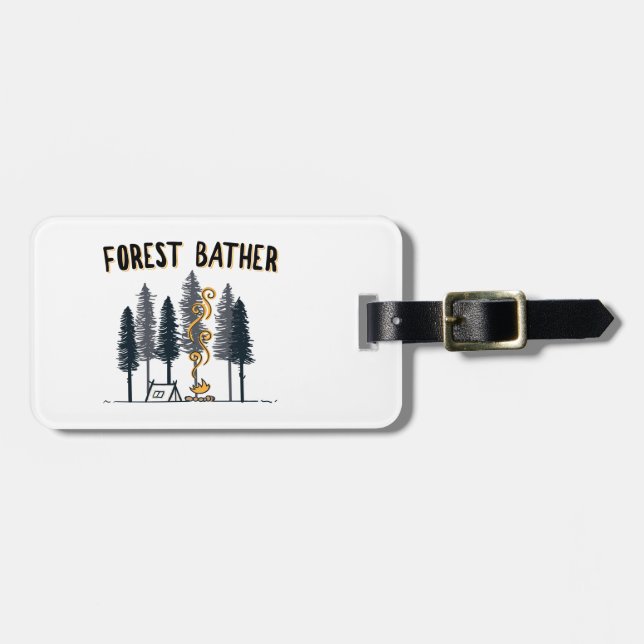 Forest Bather Camping Luggage Tag (Front Horizontal)