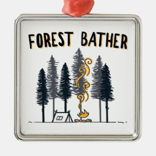 Forest Bather Camping Metal Tree Decoration
