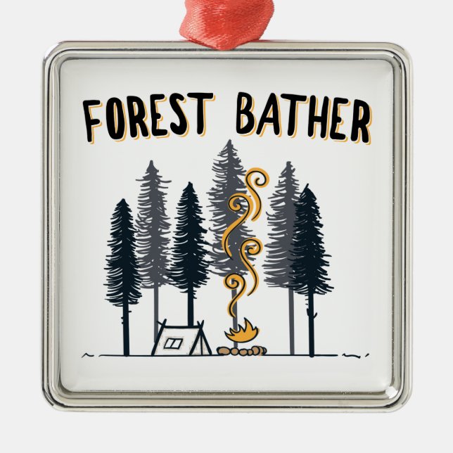 Forest Bather Camping Metal Tree Decoration (Front)