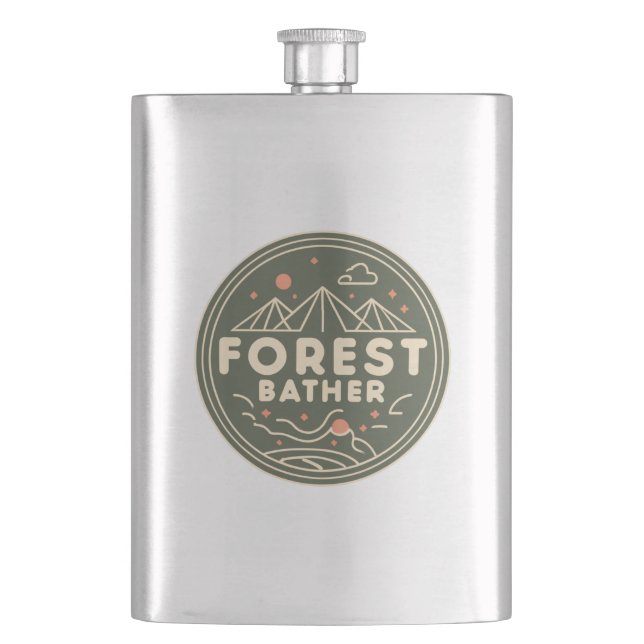 Forest Bather Circle Hip Flask (Front)