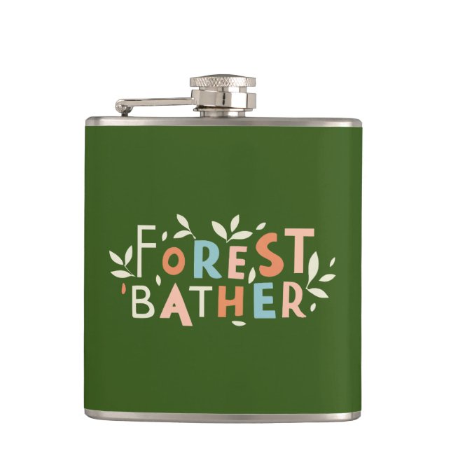 Forest Bather Custom Text Hip Flask (Front)