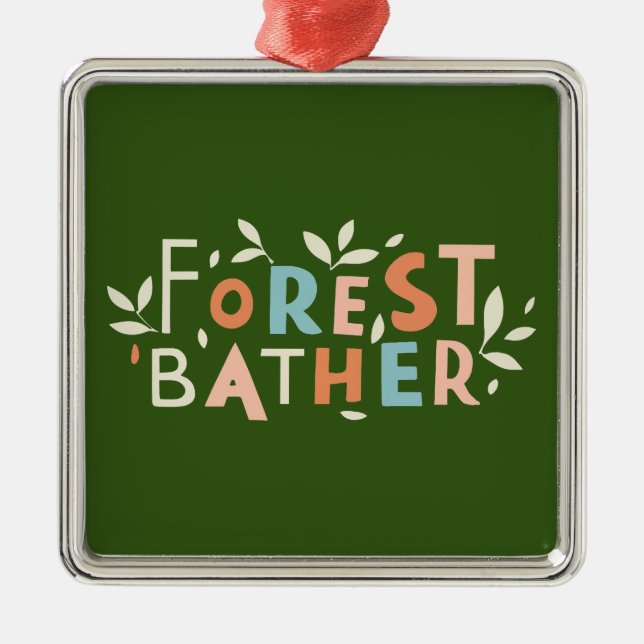 Forest Bather Custom Text Metal Tree Decoration (Front)