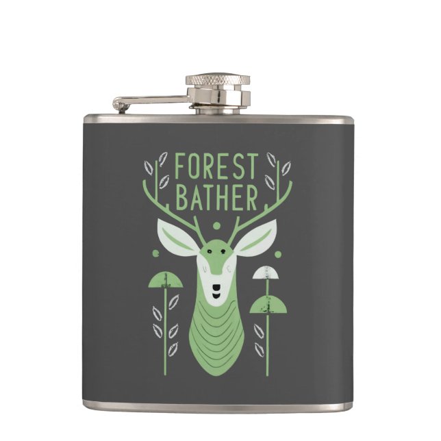 Forest Bather Deer Hip Flask (Front)