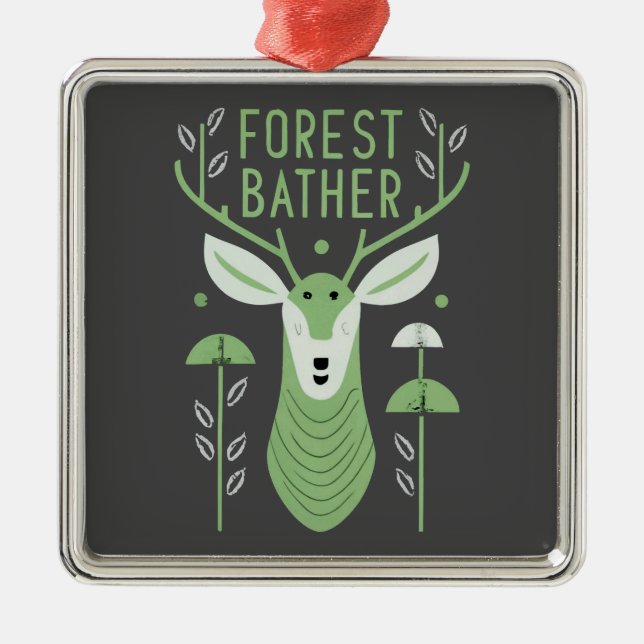 Forest Bather Deer Metal Tree Decoration (Front)