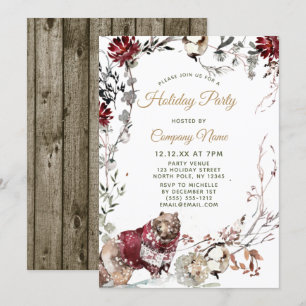 Forest Bear Corporate Holiday Christmas Party Invitation