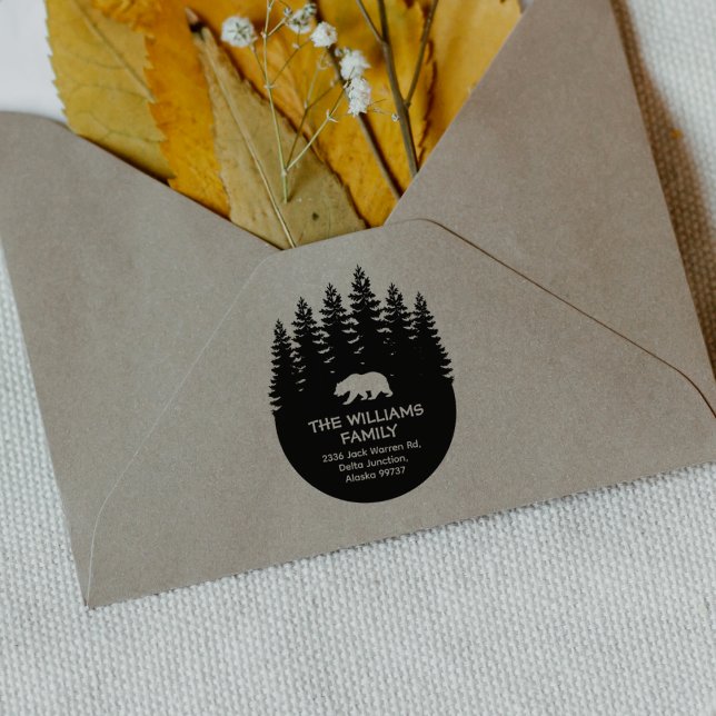 Forest Bear Family Return Address   Rubber Stamp (Creator Uploaded)
