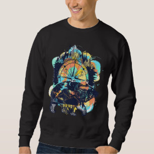 Forest Bear Retro Black Mountains Watercolor Mothe Sweatshirt