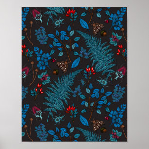 Forest berries, leaves and bugs 1 poster