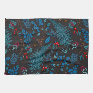 Forest berries, leaves and bugs 1 tea towel