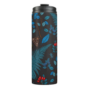 Forest berries, leaves and bugs 1 thermal tumbler