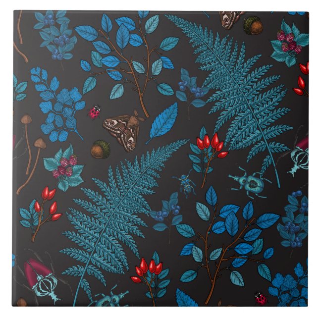 Forest berries, leaves and bugs 1 tile (Front)
