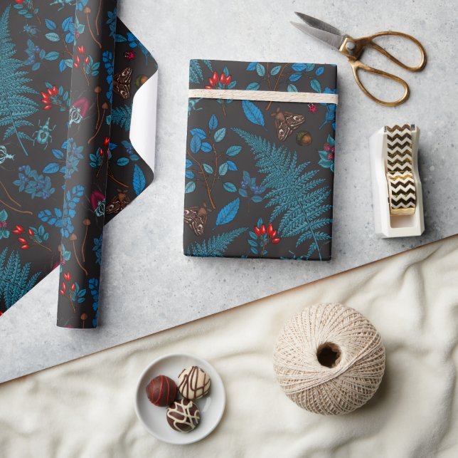 Forest berries, leaves and bugs 1 wrapping paper (Crafts)