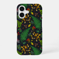 Forest berries, leaves and bugs on graphite black