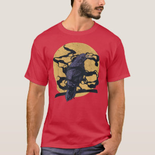 Forest Bird Creepy Night Raven Gothic Animal Moon  T-Shirt