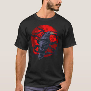 Forest Bird Creepy Night Raven Gothic Animal Red M T-Shirt