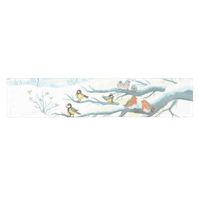 Forest birds in winter   short table runner (Horizontal)