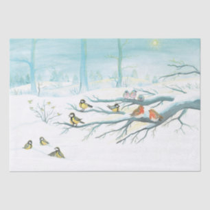 Forest birds in winter   tissue paper